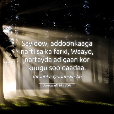 Picture 05 - Sabuurradii 86:4 SOM - Sayidow, addoonkaaga naftiisa ka farxi, Waayo, - Bible Verse Picture