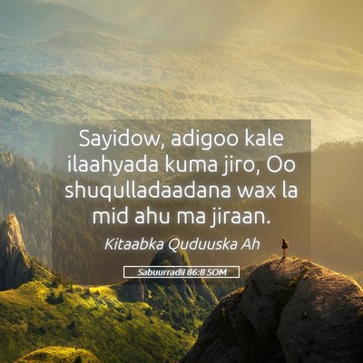 Picture 05 - Sabuurradii 86:8 SOM - Sayidow, adigoo kale ilaahyada kuma jiro, Oo - Bible Verse Picture