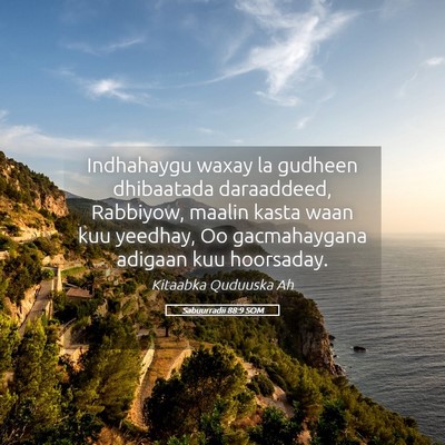 Picture 05 - Sabuurradii 88:9 SOM - Indhahaygu waxay la gudheen dhibaatada - Bible Verse Picture