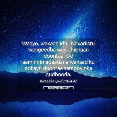Picture 05 - Sabuurradii 89:2 SOM - Waayo, waxaan idhi, Naxariistu weligeedba way - Bible Verse Picture
