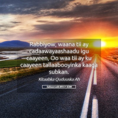 Picture 05 - Sabuurradii 89:51 SOM - Rabbiyow, waana tii ay cadaawayaashaadu igu - Bible Verse Picture