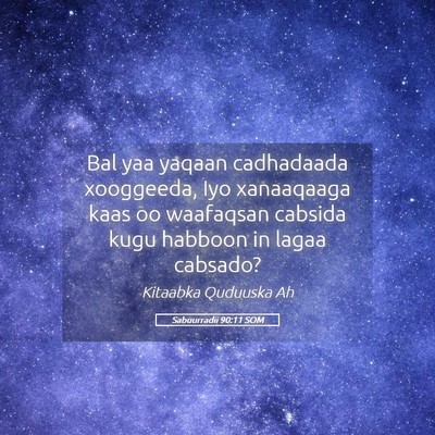 Picture 05 - Sabuurradii 90:11 SOM - Bal yaa yaqaan cadhadaada xooggeeda, Iyo - Bible Verse Picture