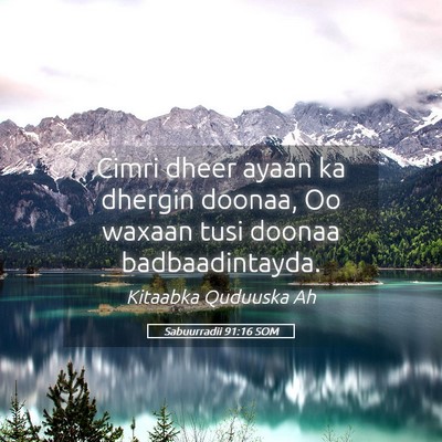 Picture 05 - Sabuurradii 91:16 SOM - Cimri dheer ayaan ka dhergin doonaa, Oo waxaan - Bible Verse Picture