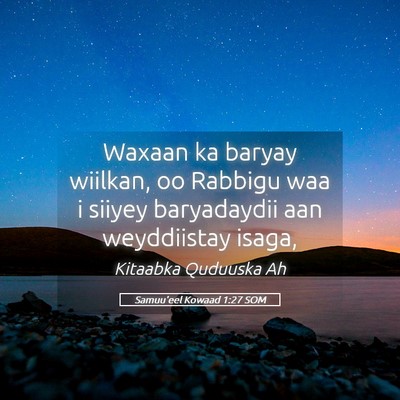 Picture 05 - Samuu'eel Kowaad 1:27 SOM - Waxaan ka baryay wiilkan, oo Rabbigu waa i siiyey - Bible Verse Picture