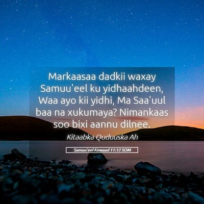 Picture 05 - Samuu'eel Kowaad 11:12 SOM - Markaasaa dadkii waxay Samuu'eel ku yidhaahdeen, - Bible Verse Picture