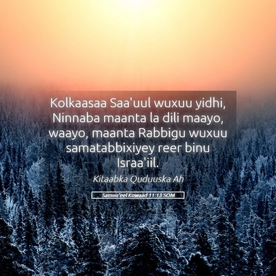 Picture 05 - Samuu'eel Kowaad 11:13 SOM - Kolkaasaa Saa'uul wuxuu yidhi, Ninnaba maanta la - Bible Verse Picture