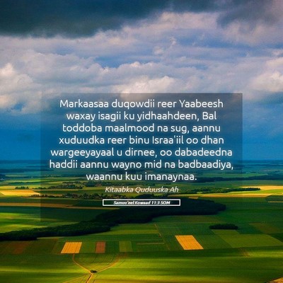 Picture 05 - Samuu'eel Kowaad 11:3 SOM - Markaasaa duqowdii reer Yaabeesh waxay isagii ku - Bible Verse Picture