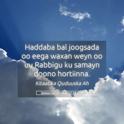 Picture 05 - Samuu'eel Kowaad 12:16 SOM - Haddaba bal joogsada oo eega waxan weyn oo uu - Bible Verse Picture