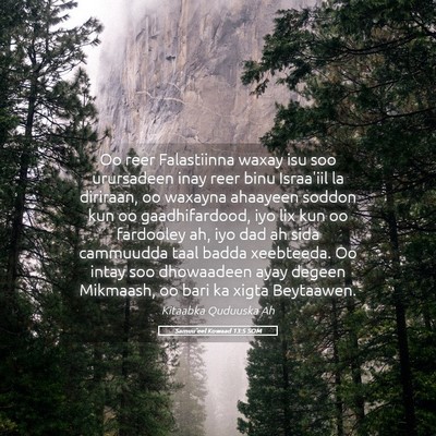 Picture 05 - Samuu'eel Kowaad 13:5 SOM - Oo reer Falastiinna waxay isu soo urursadeen inay - Bible Verse Picture