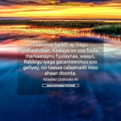 Picture 05 - Samuu'eel Kowaad 14:10 SOM - Laakiinse haddii ay inagu yidhaahdaan, Kaalaya oo - Bible Verse Picture