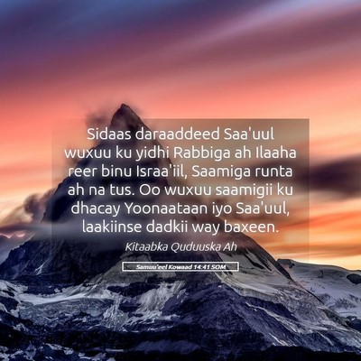 Picture 05 - Samuu'eel Kowaad 14:41 SOM - Sidaas daraaddeed Saa'uul wuxuu ku yidhi Rabbiga - Bible Verse Picture