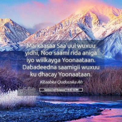 Picture 05 - Samuu'eel Kowaad 14:42 SOM - Markaasaa Saa'uul wuxuu yidhi, Noo saami rida - Bible Verse Picture
