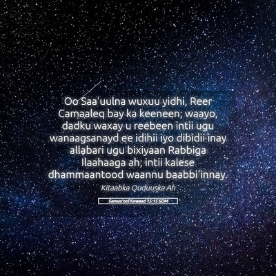 Picture 05 - Samuu'eel Kowaad 15:15 SOM - Oo Saa'uulna wuxuu yidhi, Reer Camaaleq bay ka - Bible Verse Picture