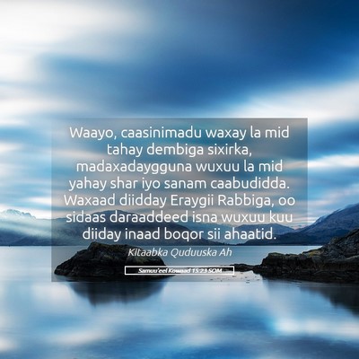 Picture 05 - Samuu'eel Kowaad 15:23 SOM - Waayo, caasinimadu waxay la mid tahay dembiga - Bible Verse Picture