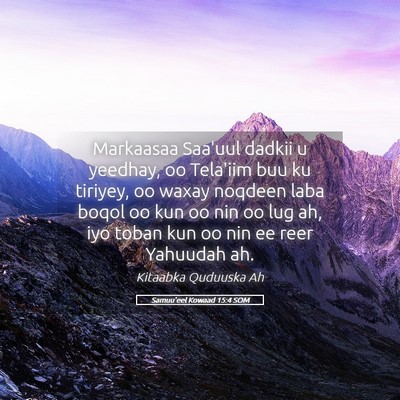 Picture 05 - Samuu'eel Kowaad 15:4 SOM - Markaasaa Saa'uul dadkii u yeedhay, oo Tela'iim - Bible Verse Picture