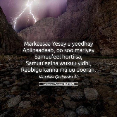 Picture 05 - Samuu'eel Kowaad 16:8 SOM - Markaasaa Yesay u yeedhay Abiinaadaab, oo soo - Bible Verse Picture