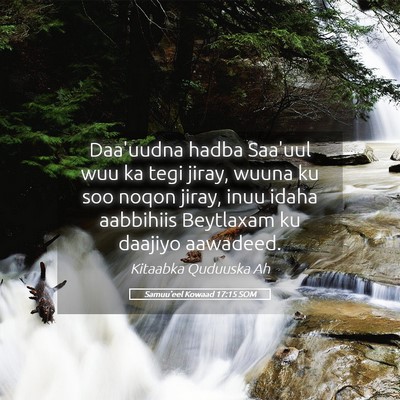 Picture 05 - Samuu'eel Kowaad 17:15 SOM - Daa'uudna hadba Saa'uul wuu ka tegi jiray, wuuna - Bible Verse Picture