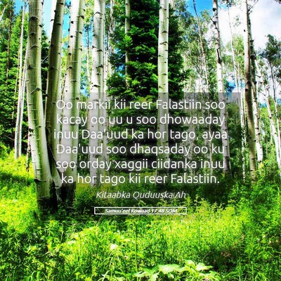 Picture 05 - Samuu'eel Kowaad 17:48 SOM - Oo markii kii reer Falastiin soo kacay oo uu u - Bible Verse Picture