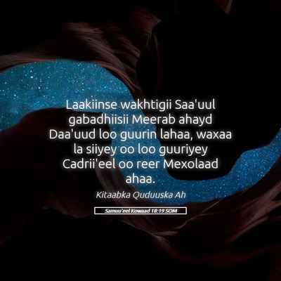 Picture 05 - Samuu'eel Kowaad 18:19 SOM - Laakiinse wakhtigii Saa'uul gabadhiisii Meerab - Bible Verse Picture