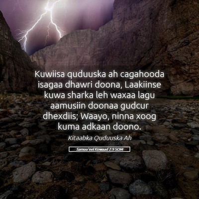 Picture 05 - Samuu'eel Kowaad 2:9 SOM - Kuwiisa quduuska ah cagahooda isagaa dhawri - Bible Verse Picture