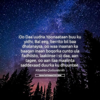 Picture 05 - Samuu'eel Kowaad 20:5 SOM - Oo Daa'uudna Yoonaataan buu ku yidhi, Bal eeg, - Bible Verse Picture
