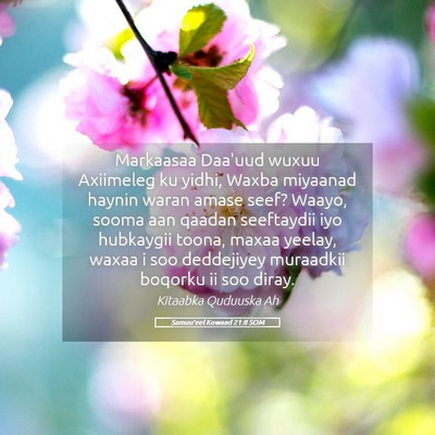 Picture 05 - Samuu'eel Kowaad 21:8 SOM - Markaasaa Daa'uud wuxuu Axiimeleg ku yidhi, Waxba - Bible Verse Picture