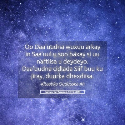 Picture 05 - Samuu'eel Kowaad 23:15 SOM - Oo Daa'uudna wuxuu arkay in Saa'uul u soo baxay - Bible Verse Picture