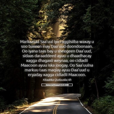 Picture 05 - Samuu'eel Kowaad 23:25 SOM - Markaasaa Saa'uul iyo raggiisiiba waxay u soo - Bible Verse Picture