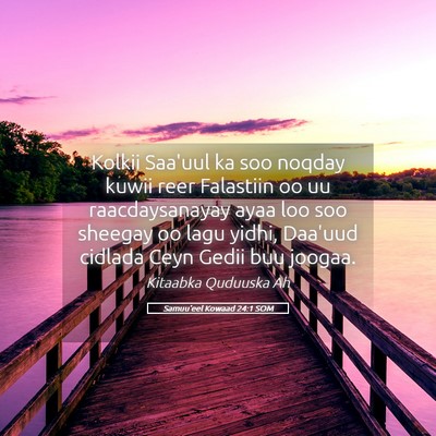 Picture 05 - Samuu'eel Kowaad 24:1 SOM - Kolkii Saa'uul ka soo noqday kuwii reer Falastiin - Bible Verse Picture