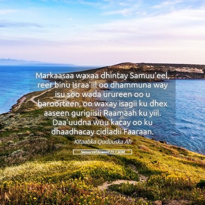 Picture 05 - Samuu'eel Kowaad 25:1 SOM - Markaasaa waxaa dhintay Samuu'eel, reer binu - Bible Verse Picture