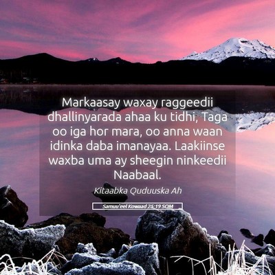 Picture 05 - Samuu'eel Kowaad 25:19 SOM - Markaasay waxay raggeedii dhallinyarada ahaa ku - Bible Verse Picture