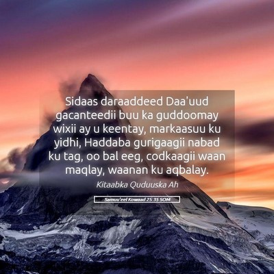 Picture 05 - Samuu'eel Kowaad 25:35 SOM - Sidaas daraaddeed Daa'uud gacanteedii buu ka - Bible Verse Picture