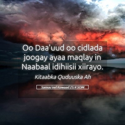 Picture 05 - Samuu'eel Kowaad 25:4 SOM - Oo Daa'uud oo cidlada joogay ayaa maqlay in - Bible Verse Picture