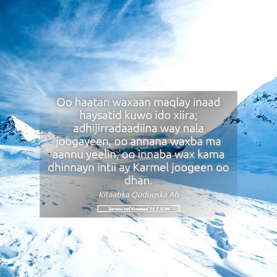 Picture 05 - Samuu'eel Kowaad 25:7 SOM - Oo haatan waxaan maqlay inaad haysatid kuwo ido - Bible Verse Picture