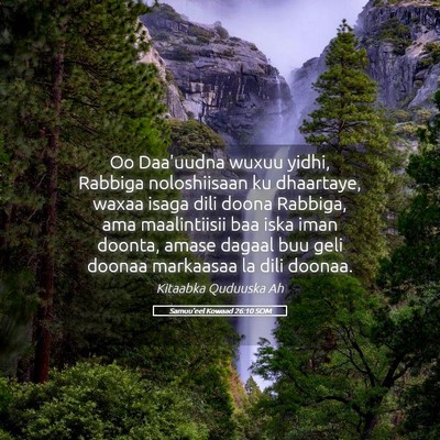 Picture 05 - Samuu'eel Kowaad 26:10 SOM - Oo Daa'uudna wuxuu yidhi, Rabbiga noloshiisaan ku - Bible Verse Picture