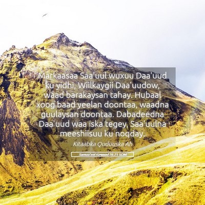 Picture 05 - Samuu'eel Kowaad 26:25 SOM - Markaasaa Saa'uul wuxuu Daa'uud ku yidhi, - Bible Verse Picture