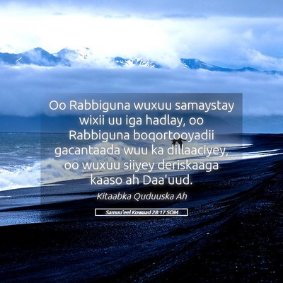 Picture 05 - Samuu'eel Kowaad 28:17 SOM - Oo Rabbiguna wuxuu samaystay wixii uu iga hadlay, - Bible Verse Picture
