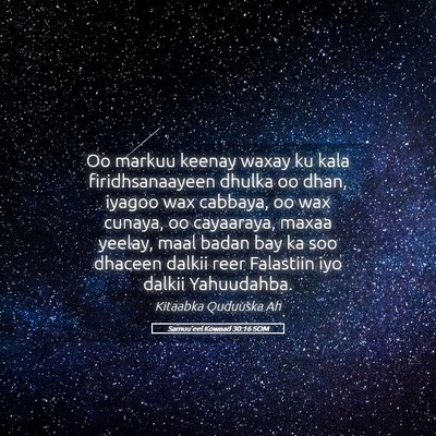 Picture 05 - Samuu'eel Kowaad 30:16 SOM - Oo markuu keenay waxay ku kala firidhsanaayeen - Bible Verse Picture