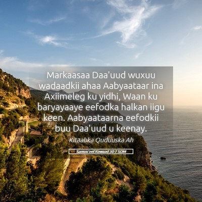 Picture 05 - Samuu'eel Kowaad 30:7 SOM - Markaasaa Daa'uud wuxuu wadaadkii ahaa Aabyaataar - Bible Verse Picture