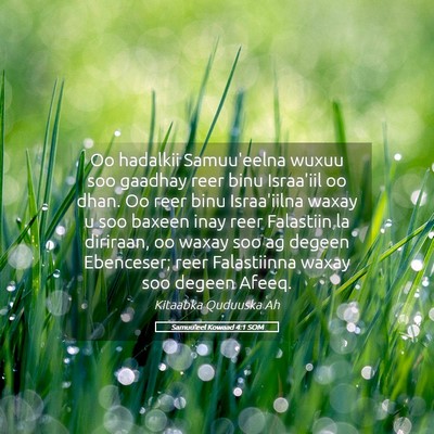 Picture 05 - Samuu'eel Kowaad 4:1 SOM - Oo hadalkii Samuu'eelna wuxuu soo gaadhay reer - Bible Verse Picture