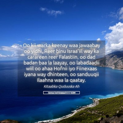 Picture 05 - Samuu'eel Kowaad 4:17 SOM - Oo kii warka keenay waa jawaabay oo yidhi, Reer - Bible Verse Picture