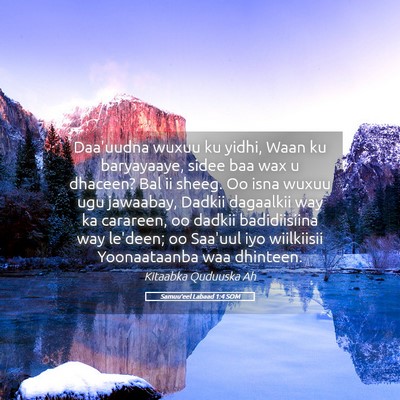 Picture 05 - Samuu'eel Labaad 1:4 SOM - Daa'uudna wuxuu ku yidhi, Waan ku baryayaaye, - Bible Verse Picture