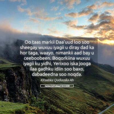 Picture 05 - Samuu'eel Labaad 10:5 SOM - Oo taas markii Daa'uud loo soo sheegay wuxuu - Bible Verse Picture