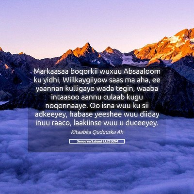Picture 05 - Samuu'eel Labaad 13:25 SOM - Markaasaa boqorkii wuxuu Absaaloom ku yidhi, - Bible Verse Picture