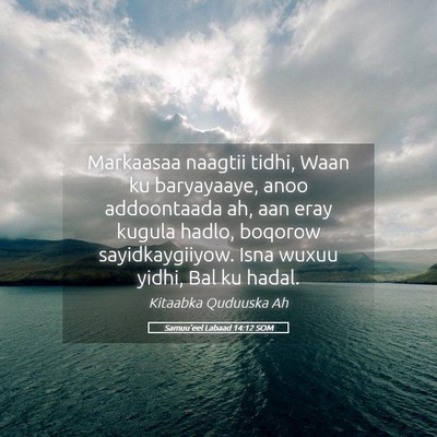 Picture 05 - Samuu'eel Labaad 14:12 SOM - Markaasaa naagtii tidhi, Waan ku baryayaaye, anoo - Bible Verse Picture