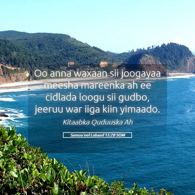 Picture 05 - Samuu'eel Labaad 15:28 SOM - Oo anna waxaan sii joogayaa meesha mareenka ah ee - Bible Verse Picture