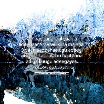 Picture 05 - Samuu'eel Labaad 16:19 SOM - Oo haddana, bal yaan u adeegaa? Sow wiilkiisa ma - Bible Verse Picture