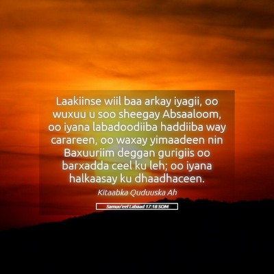 Picture 05 - Samuu'eel Labaad 17:18 SOM - Laakiinse wiil baa arkay iyagii, oo wuxuu u soo - Bible Verse Picture