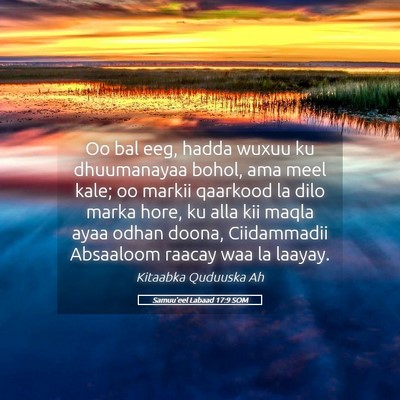 Picture 05 - Samuu'eel Labaad 17:9 SOM - Oo bal eeg, hadda wuxuu ku dhuumanayaa bohol, ama - Bible Verse Picture