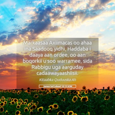 Picture 05 - Samuu'eel Labaad 18:19 SOM - Markaasaa Axiimacas oo ahaa ina Saadooq yidhi, - Bible Verse Picture